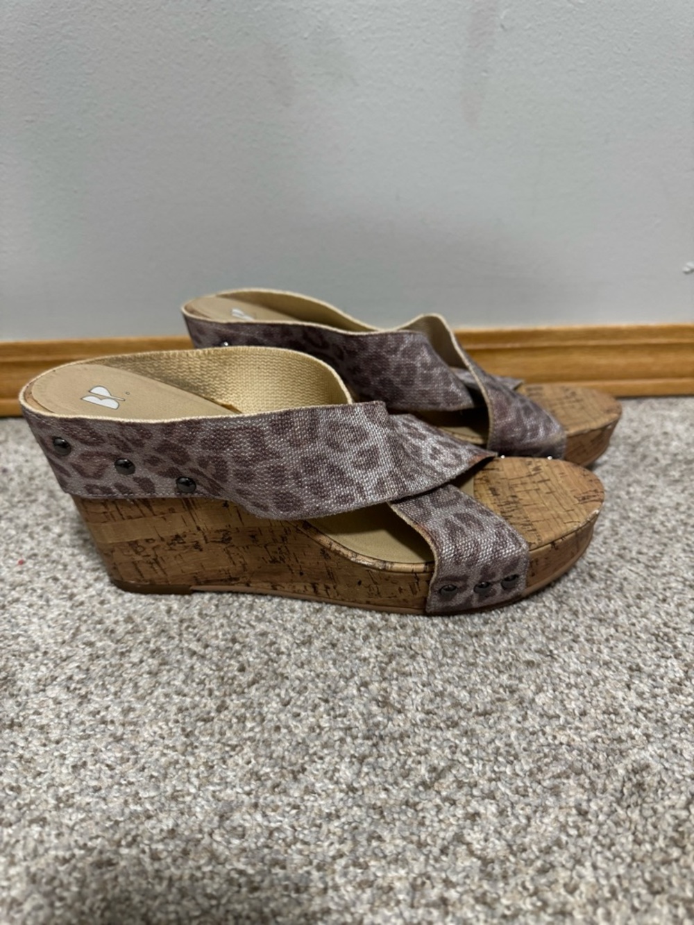 BP. Nordstrom Animal Print Cheetah Clogs Wedge Sandals